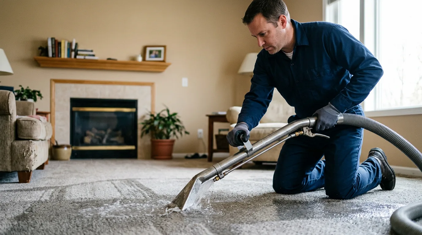 Water damage restoration technician working near Plevna, MT